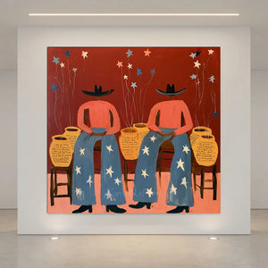 Dreamy Star-Dusted Figures Abstract Oil Painting #NM351