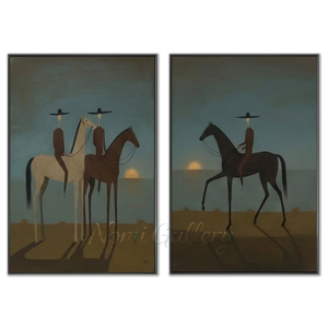 Abstract Equestrian Sunset Seascape Oil Painting #NM491