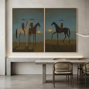 Abstract Equestrian Sunset Seascape Oil Painting #NM491