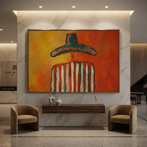 Abstract Figure with Wide Hat Oil Painting #NM347