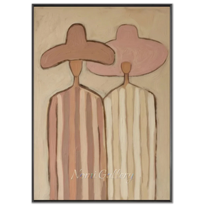 Abstract Figures with Wide Hats Oil Painting #NM454