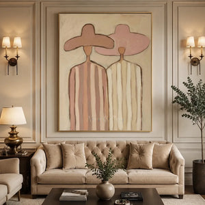Abstract Figures with Wide Hats Oil Painting #NM454