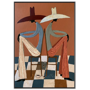 Abstract Figures in Hats Textured Painting #NM455