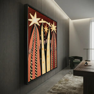 Three Star Keepers Folk Art Painting #NM458
