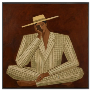 Elegant Woman in Patterned Suit Modern Art Print #NM439