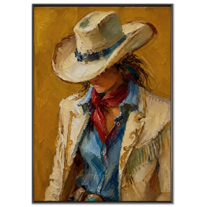 Textured Cowgirl Portrait Oil Painting #NM459