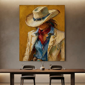 Textured Cowgirl Portrait Oil Painting #NM459