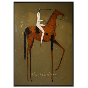 Minimalist Horse & Rider Abstract Oil Painting #NM460