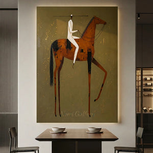 Minimalist Horse & Rider Abstract Oil Painting #NM460