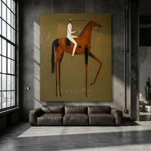 Minimalist Horse & Rider Abstract Oil Painting #NM460