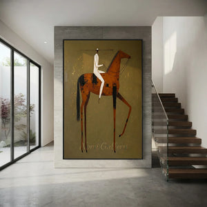 Minimalist Horse & Rider Abstract Oil Painting #NM460
