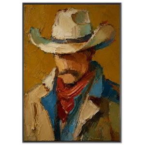 Textured Cowboy Portrait Oil Painting #NM463