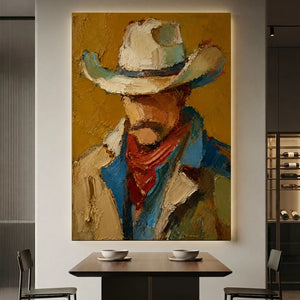Textured Cowboy Portrait Oil Painting #NM463