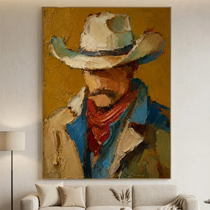 Textured Cowboy Portrait Oil Painting #NM463