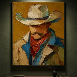 Textured Cowboy Portrait Oil Painting #NM463