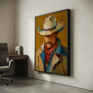 Textured Cowboy Portrait Oil Painting #NM463