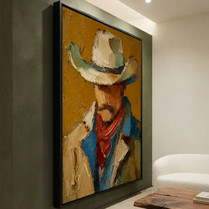 Textured Cowboy Portrait Oil Painting #NM463