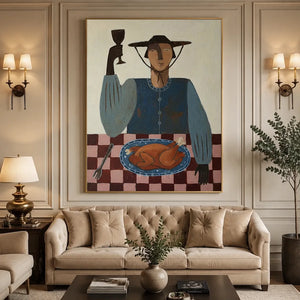 Contemplative Man with Wine Glass Oil Painting #NM466