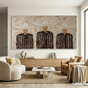 Abstract Trio in Hats Textured Wall Art #NM418