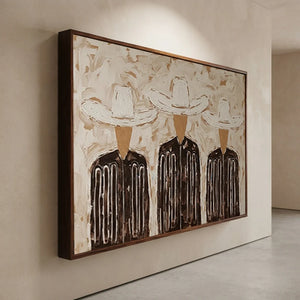Abstract Trio in Hats Textured Wall Art #NM418