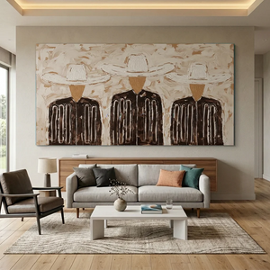 Abstract Trio in Hats Textured Wall Art #NM418