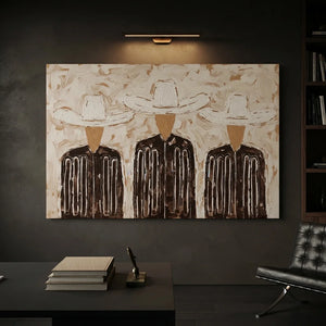 Abstract Trio in Hats Textured Wall Art #NM418