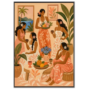 Tropical Gathering Women's Social Scene Oil Painting #NM467