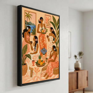 Tropical Gathering Women's Social Scene Oil Painting #NM467