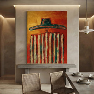 Vibrant Abstract Figure with Hat Painting #NM468
