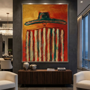 Vibrant Abstract Figure with Hat Painting #NM468