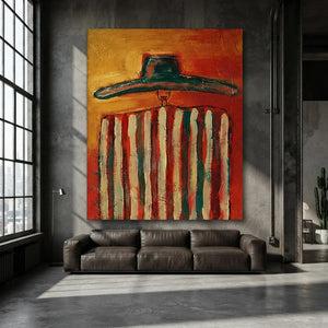 Vibrant Abstract Figure with Hat Painting #NM468