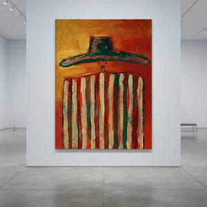 Vibrant Abstract Figure with Hat Painting #NM468
