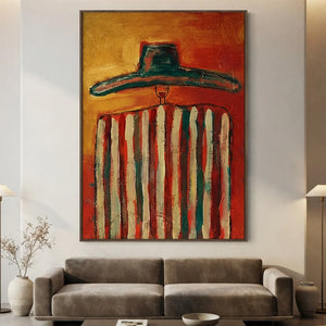 Vibrant Abstract Figure with Hat Painting #NM468