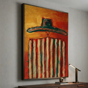 Vibrant Abstract Figure with Hat Painting #NM468