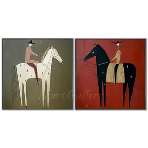 Abstract Horse Rider Duo Oil Painting #NM504