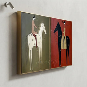 Abstract Horse Rider Duo Oil Painting #NM504