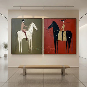 Abstract Horse Rider Duo Oil Painting #NM504