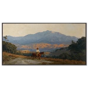 Cowboy on Horseback Mountain Landscape Oil Painting #NM423