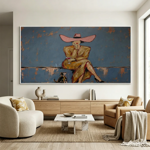 Sophisticated Lady with Dog Textured Art #NM425