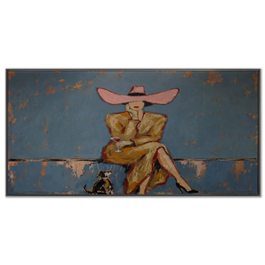 Sophisticated Lady with Dog Textured Art #NM425