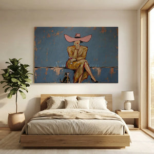 Sophisticated Lady with Dog Textured Art #NM425