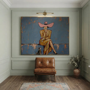 Sophisticated Lady with Dog Textured Art #NM425