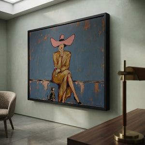 Sophisticated Lady with Dog Textured Art #NM425