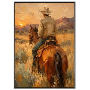 Western Rider at Sunset Textured Art #NM476