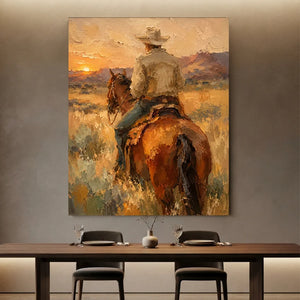Western Rider at Sunset Textured Art #NM476
