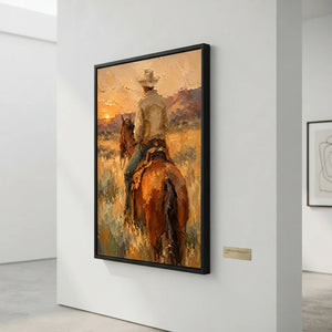 Western Rider at Sunset Textured Art #NM476