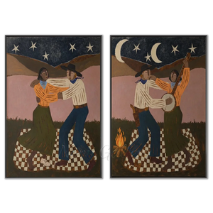 Moonlit Campfire Dance & Banjo Serenade Oil Painting #NM497