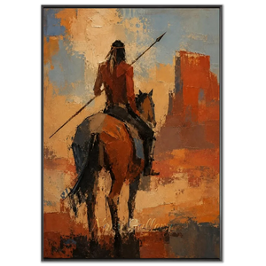 Desert Warrior on Horseback Textured Oil Painting #NM478