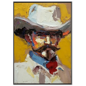 Textured Cowboy Portrait Painting - Bold Impasto Art #NM396