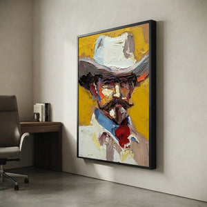 Textured Cowboy Portrait Painting - Bold Impasto Art #NM396